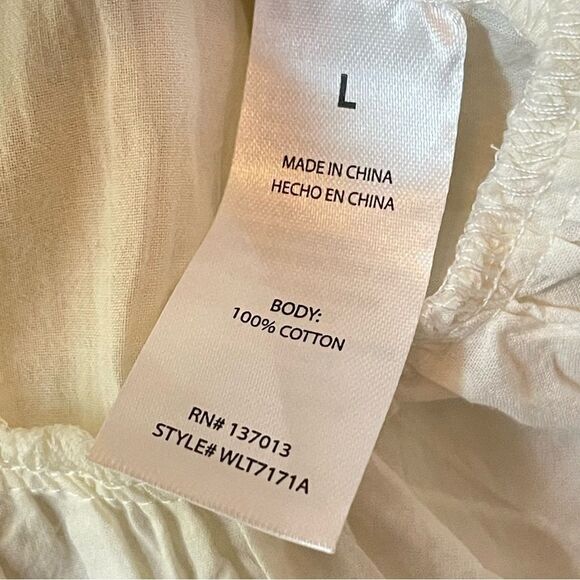NWT WILDFOX Ivory Cotton Ruffle Flutter Sleeve Top, Large - Picture 6 of 9